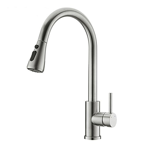 Pull-out lavabo, grifo de cocina de acero inoxidable 304 plato de agua fría y caliente, lavabo, fregadero manguera lavable, estirando la cabeza, ducha, dos marchas, el trefilado.