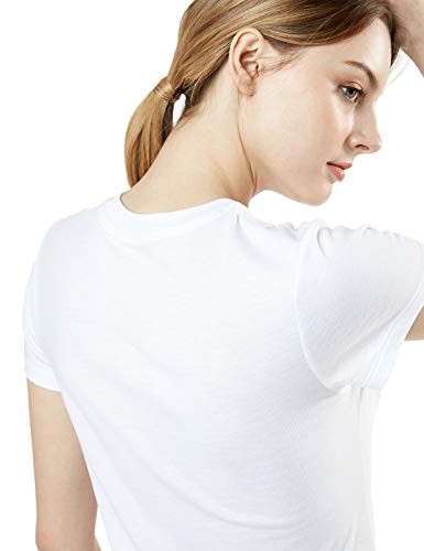Tsla Clsl Women's Workout Shirts, Dry Fit Wicking Short Sleeve Shirts, Active Sports Running Exercise Gym Tee Shirt, Dyna Cotton 2P White/Oxford Grey, X-Large #TOP6