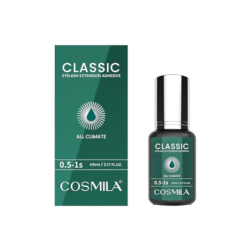 COSMILA Classic Eyelash Extension Glue – HQ Free – Made in Japan – Low Fume, All-Climate, Sensitive-Friendly, Extra Strong – 8 Weeks Retention – for Professional Lash Techs – 5ml (0.5-1s)