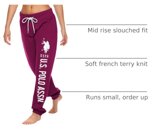 Image of U.S. POLO ASSN. Womens Sweatpants - Women Joggers Sweats with Logo Print - French Terry Poly-Cotton