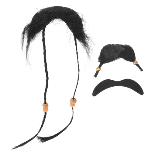 3 Piezas Barba Pirata simulada Accesorio para Foto de Barba Bigote Falso Novedad Bigote Pegatinas Pelucas Wig Beard Accesorio de Maquillaje decoración de Fiesta Fibra química BESTYASH