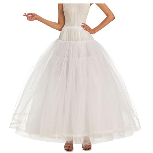 Women Hoopless Petticoats 8 Layers Tulle Crinoline Underskirt for Wedding Dress Ball Gown WPT138 White