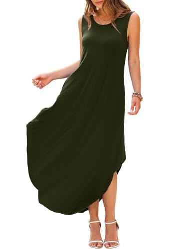 Image of JollieLovin Women Plus Size Summer Tank Maxi Dresses Sleeveless Causal V Neck Beach Long Dresses Swim Cover up (L-5X)