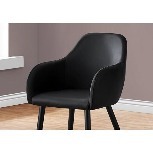 Image of Finch Fox Boom Faux Leather Armchair with Armrest & Backrest Upholstered Seat Living Room Dining Chair with Black Metal Legs in Black Color (Set of 4)