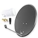 Produktbild HD Digital SAT Anlage 80cm Spiegel Schüssel Anthrazit + Single LNB EIN Teilnehmer zum Empfang von DVB-S/S2 Full HD 3D Ultra HD (UHD) Signale + Stecker Gratis dazu im Set