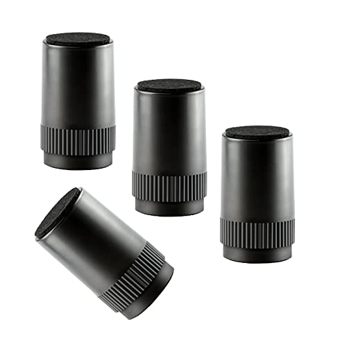 高さ調節可能なソファ脚 ダイニングテーブル脚 4個入り 丸型交換用家具椅子脚 高さアップ 3mm厚フェルトパッド付き (100mm/3.9インチ、ブラック)