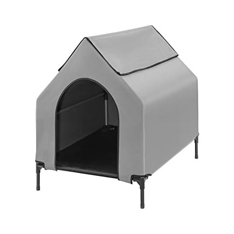 Zooba 30" 2-in-1 Dog House for Medium Dogs, Elevted Dog House Outdoor/Indoor, Puppy Shelter Outside,Water Resistant 600D PVC and Durable 2x1 Textilene Raised Dog Bed, Easy Clean and Assemble Cover