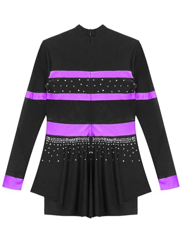 dPois Kids Girls School Cheer Leader Uniforms Halloween Christmas Cheerleading Cosplay Outfits Showman Dance Costume Purple A 8 Years