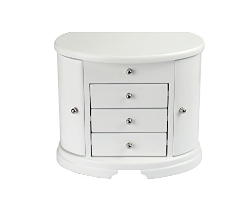 UNIWARE PY8283-BR Elegant Wood Jewelry Cabinet with 4 Drawers, Mirror and Legs, White (Dark Brown), Gift