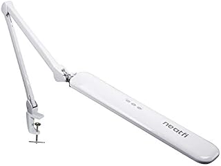 Neatfi Elite HD XL Task Lamp with Clamp, UK Plug, 45CM Wide, 90PCS SMD LED, Eye-Caring Bright Desk Lamp, Nonpolar Dimming (White)