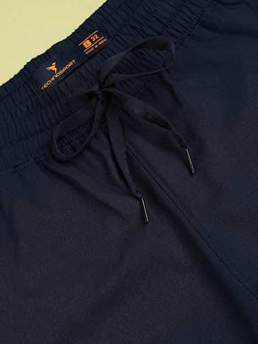 Image of TECHNOSPORT Men's Regular Fit Mid Rise Polyester Solid Cargos for Activewear, Regular Use and Quick Dry