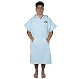 COR Surfing Changing Towel Robe With Hood /One Size Fits All /Great for changing out of your Westuit and keeping warm / for surfing Kayaking Triathlons /Swim Team and Water Polo (Light Blue)
