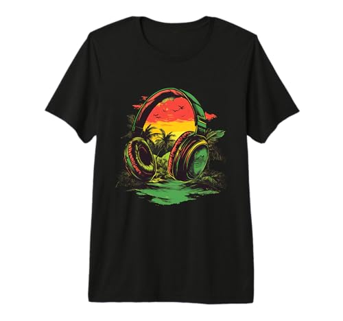 Rasta Reggae Casque Audio Jamaican Pride T-Shirt Haut de Gamme