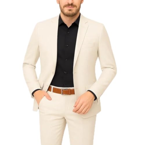 Terno Masculino Gabardine Microfibra Alfaiataria Moderna (BR, Numérico, 58, Regular, Regular, Bege)