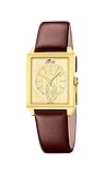 LOTUS Orologio da uomo 19079/2 Square Series Cassa in acciaio inossidabile dorato Cinturino in pelle marrone