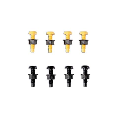 BEK-FIX Yellow & Black Plastic Number Plate Screws Nuts Bolts Fixings Fittings Fixers x 8 Cover
