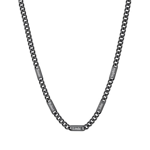 ChainsHouse Custom Name Necklace, Personalized Cuban Link Chain for Men Women, 1-6 Name Inscriptions, 18/20/22/24 Inch with 5cm Extender, 5mm/7mm Widt
