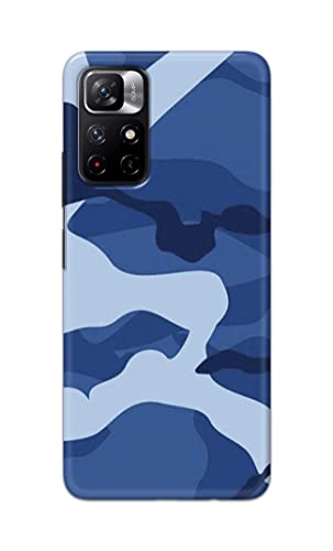 Image of Printed Hard Back Cover Case for Mi Redmi Note 11T 5G | Mi Redmi Note 11S 5G Back Cover (Army Blue Pattern) -702