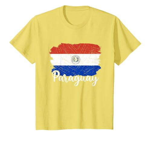 Paraguay Flag Men Women Kids Paraguay Country T-Shirt, Youth, Lemon Yellow, 3T