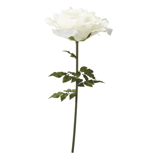 ELITE FLORAL Pack of 2 White Artificial Rose – 30" x 65" Extra Large Faux Rose for Wedding, with Green Leaves, Rose Flower for Indoor Outdoor Event Decoration, Birthday Parties Décor