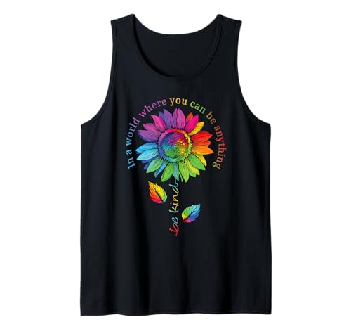 LGBTQ Rainbow Sunflower Be Kind Gay Love Pride Flower Tank Top