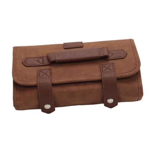 Grand sac coiffeur brun à cassettes pour ciseaux de coupe avec rangement de voyage
