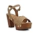 Soda MIGUEL ~ Women Crisscross Band Fashion Chunky Platform Block Mid Heel Sandal with Ankle Strap and Stud (NATURAL NUBUCK, us_footwear_size_system, adult, women, numeric, medium, numeric_9)