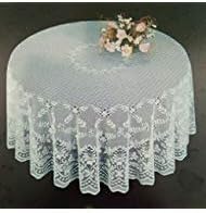 Fine White Lace Tablecloth in 90" Round. Floral Design. Perfect for Wedding reception and party (90 inches)