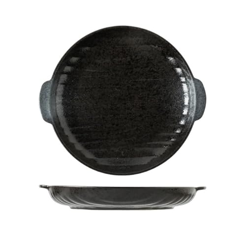 Plaque de cuisson en céramique noire, ustensile d'exception à double oreille - 2
