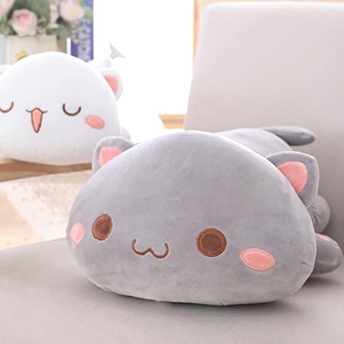 Zaloife Plüschtier Katze, Plush Plüschfigur 40cm, Stofftier Plüsch, Kuscheltier Puppe Geschenk für Kinder(Grau)