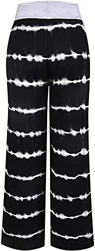 Image of AMiERY Women's Comfy Casual Pajama Pants Floral Print Drawstring Palazzo Lounge Pants Wide Leg