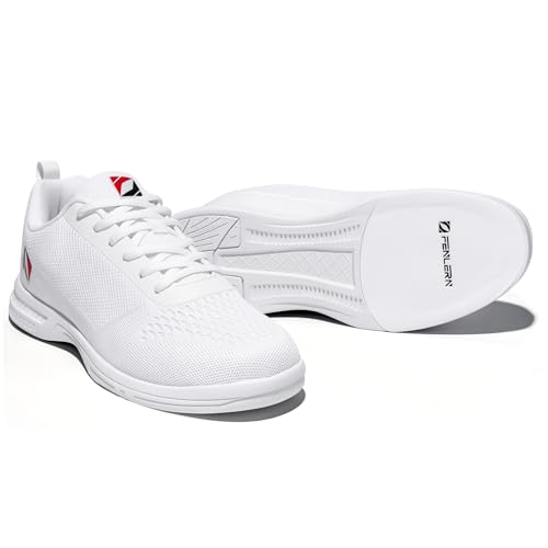 Mens Bowling Shoes Universal Sliding Sole Left or Right Handed Great for Bowling Practice and League Games(Men 10.5 White)
