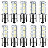 HOTSYSTEM 1156 1141 LED Light Bulbs DC12V 7506 P21W BA15S 18-5050SMD for Car RV SUV Camper Trailer Trunk Interior Reversing Backup Tail Turn Signal Corner Parking Side Marker Lights(Pack of 10,White)