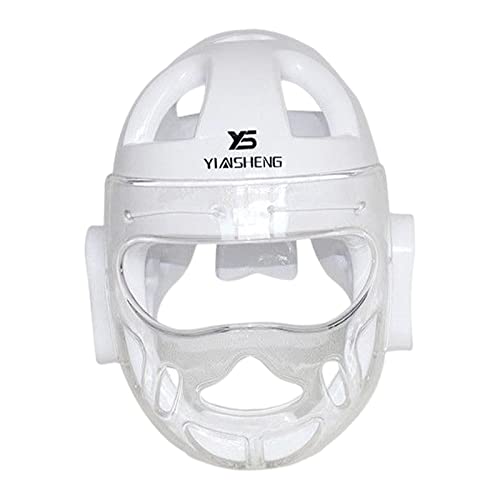 Oshhni Niños Adultos Karate Headgear Impermeable Transpirable Soft Head Gear Safety Head Guard Head Protector para Muay Thai Grappling Sparring Sanda, Blanco, M