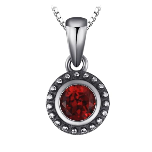 Bijoux pierres précieuses collier pendentif grenat argent 925 femme
