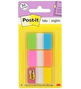 Post-it Tabs, 1 in Solid, Aqua, Yellow, Pink, Red, Green, Orange, 6/Color, 36/Dispenser (686-ALOP...