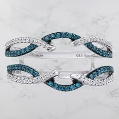 ANGEL SALES 2.20 Ctw Round Cut Diamond & Topaz Enhancer Wrap Guard Engagement Ring For Women's 14K White Gold Finish 925 Sterling Silver