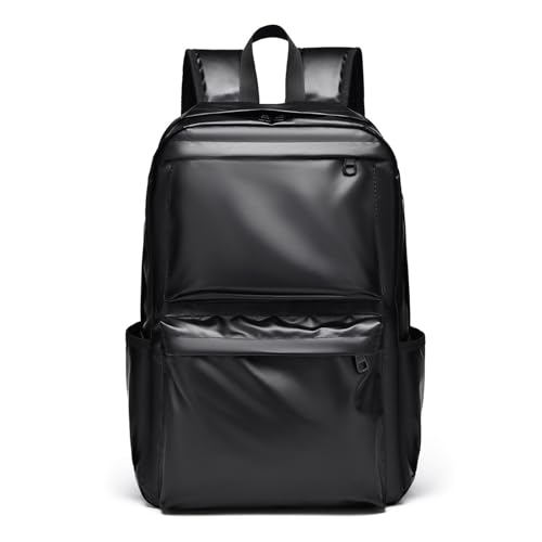 Mens Leather Laptop Backpack,16.1 inch Laptop Bag, Waterproof Business Travel Hiking Daypack Backpack (Black)2