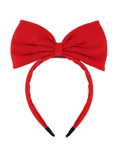 TPZORJX Bandeau avec nœuds pour Halloween, Noël, fête, accessoires pour cheveux, oreilles à paillettes, bandeau en plastique, couvre-chef, festival, école, scène, spectacle, bal masqué, bibi - rouge