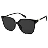 SOJOS Fashion Square Sunglasses for Women Trendy UV Protection Lens Womens Sunnies Sunglasses SJ2196, Black Frame/Grey Lens