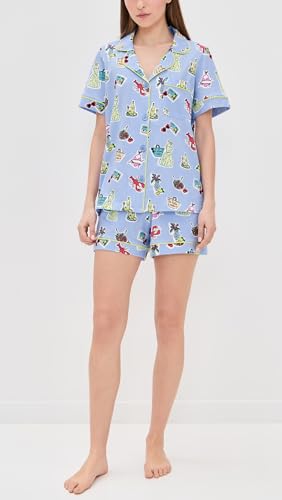 Image of Bed Head PJs Womens Matching Pajamas - Soft Organic Short Sleeve Button Down PJ Shirt & Shorts Set - Sleepwear & Loungewear
