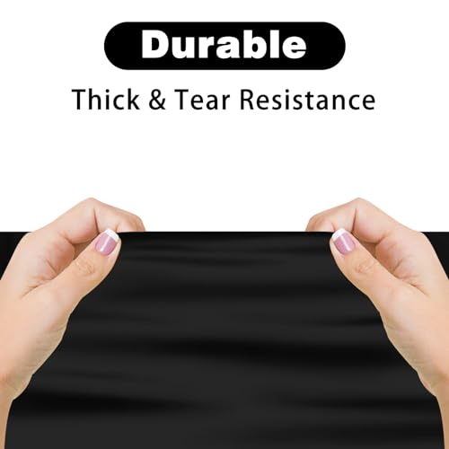 Image of Kopokita 2 Pack Black Round Disposable Plastic Tablecloths 84 inch | Party Table Covers for Birthday, Graduation, Back to School, Halloween Decorations