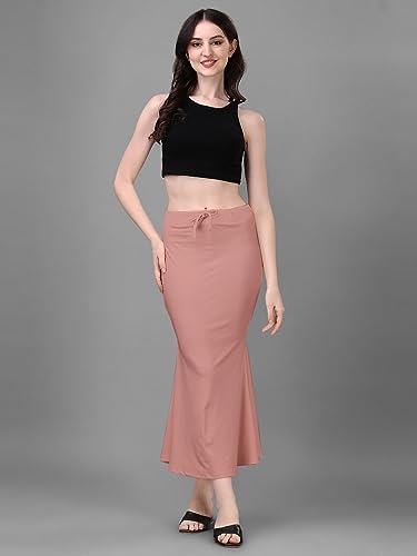 Image of Women's Saree Shapewear Petticoat, Cotton Blend Stretchable Mermaid Skirt, High Waist Tummy Control, Smooth Curve Fit with Adjustable Drawstring
