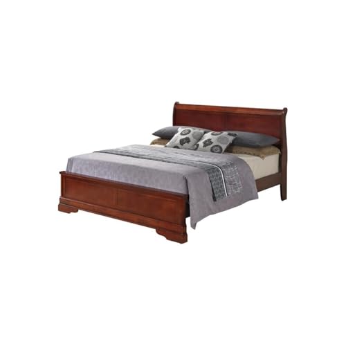 HomeStock Wood Sleigh Bed with - Low Profile Victorian Style