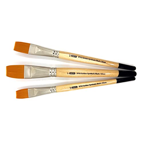Zem Brush Golden Synthetic Brushes Wash/Glaze Set Sizes 1/2", 3/4", 1" #TOP4