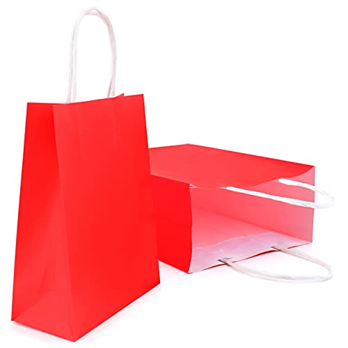 Image of YADIAN 12 Pieces Kraft Paper Party Favor Gift Bags with Handle, Red Gift Bags Small Size for Halloween, Christmas, Birthday, Wedding and Party Celebrations