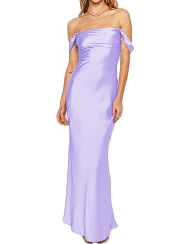 Image of Realtix Satin Off The Shoulder Strapless Bridesmaid Maxi Dress for Women | Elegant,Ruched,Backless,Long,Tube,Sleeveless,Bridesmaid,Wedding Guest,Evening,Cocktail Party,Semi Formal,Garden Party