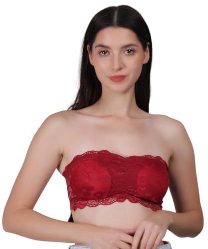 Image of Fabme Women Lace, Padded Tube Bra - Free Size - 3 Hook Back