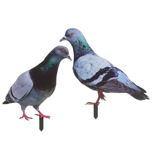 Operitacx Lot de 2 Pigeons réalistes pour décoration de Jardin, Sculpture d'animal en Acrylique pour Cour, pelouse, décoration extérieure, Impression UV Double Face, 23 x 0,3 x 29 cm