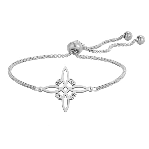 TEAMER Witches Knot Bracelet Stainless Steel Adjustable Celtic Knot Box Chain Bracelet Amulet Vintage Jewelry for Women